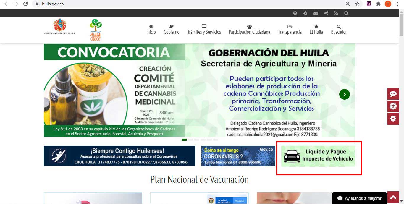 Entrar Portal Web Gobernacion del Huila