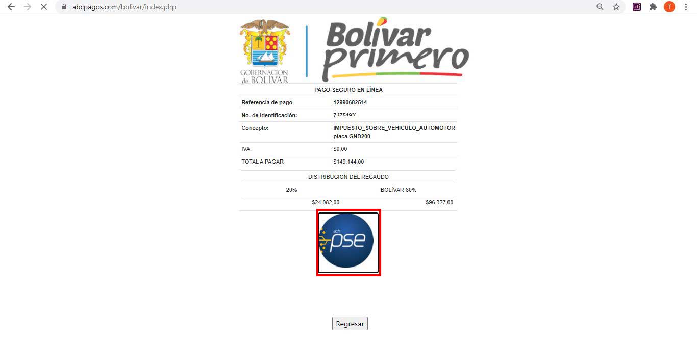 Pasarela de Pagos Impuesto Vehicular Bolivar