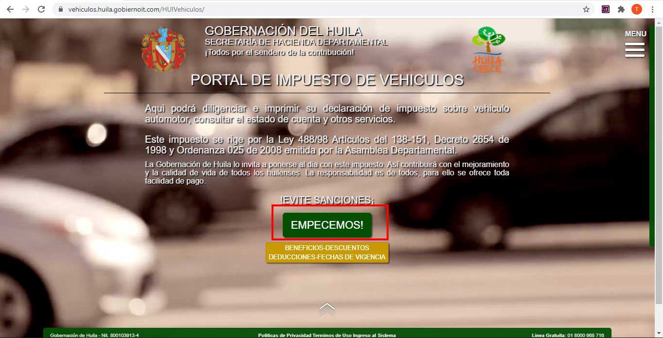 Portal Impuesto Vehicular Huila